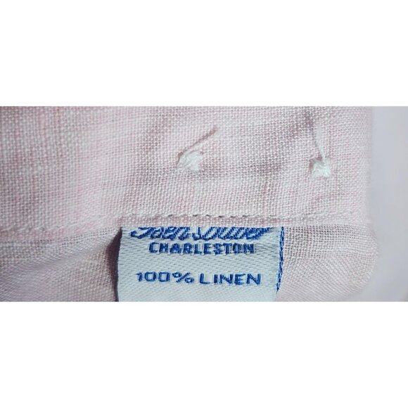 Ben Silver Shirt Mens 17.5-36 Pink Linen Button Down Long Sleeve Dress Pocket - Picture 7 of 10